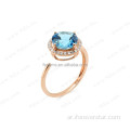 الأزرق Topaz 14K 2 غرام تصاميم خاتم الذهب